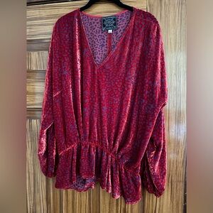 EUC Johnny Was Jade Collection Velvet Top Large